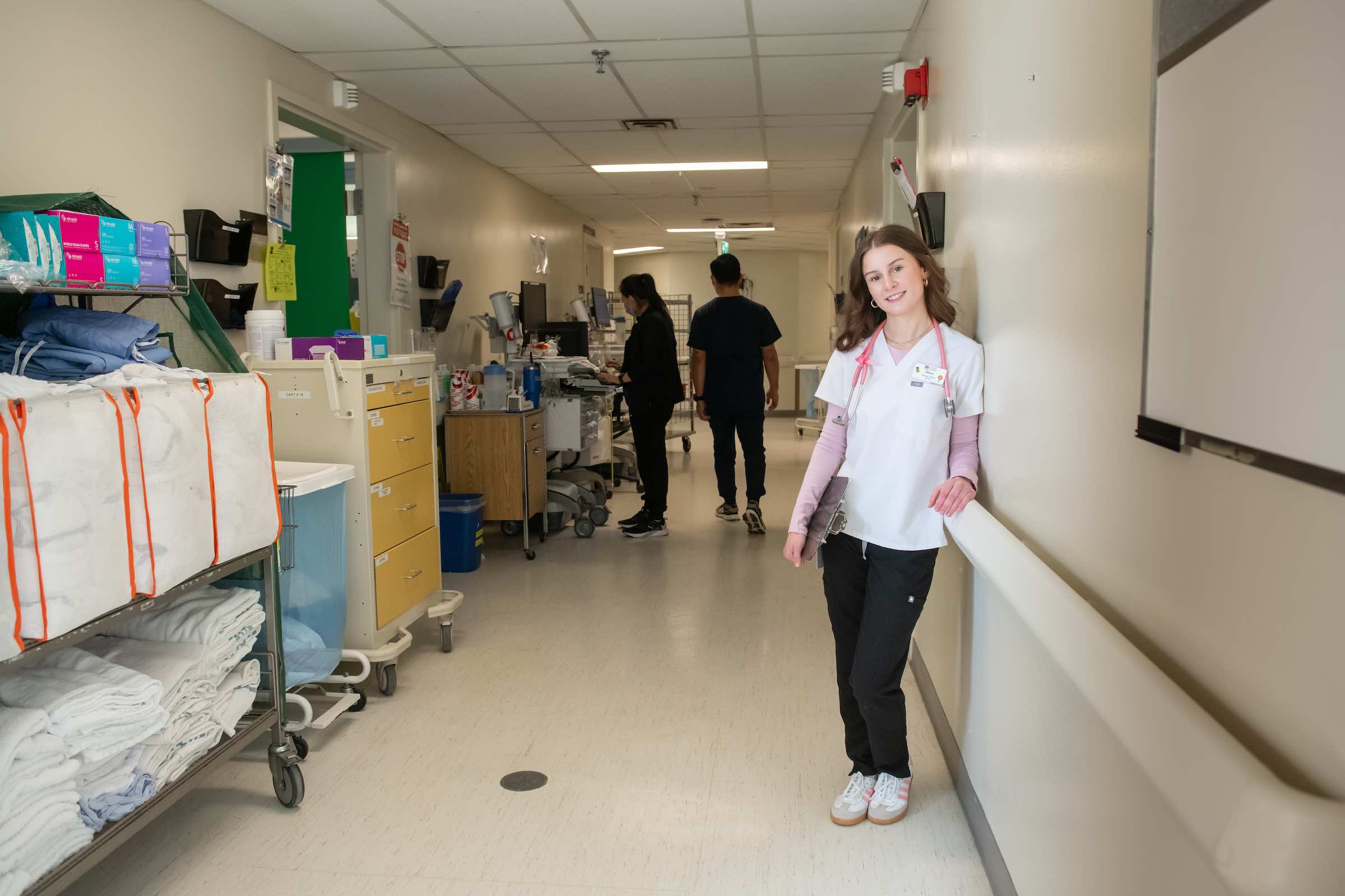 UPEI nursing student Maya White in a hallway at the Queen Elizabeth Hospital