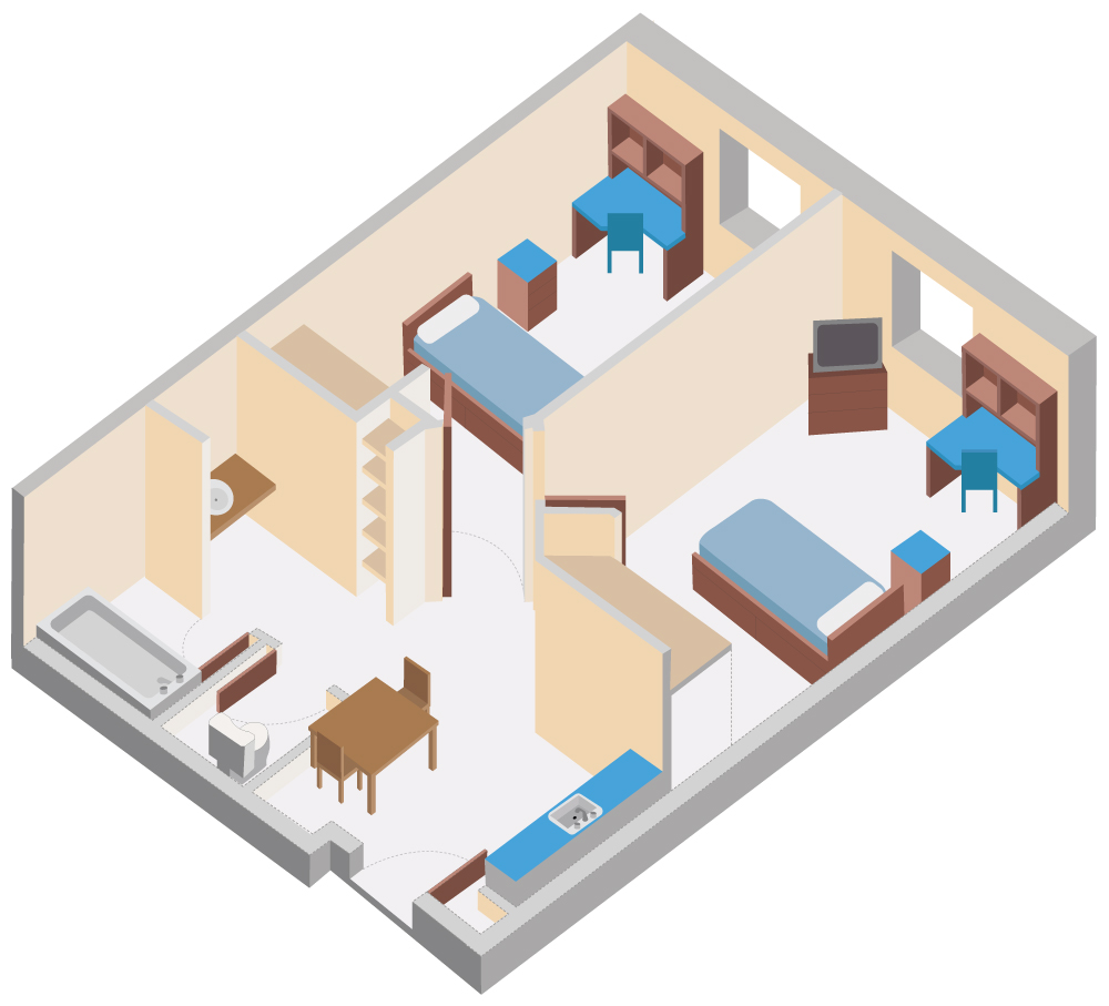 floor plan of Andrew Hall residence room