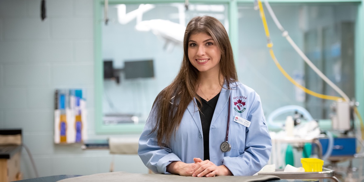 upei doctor of veterinary medicine student farnaz farnaghi in an operating room