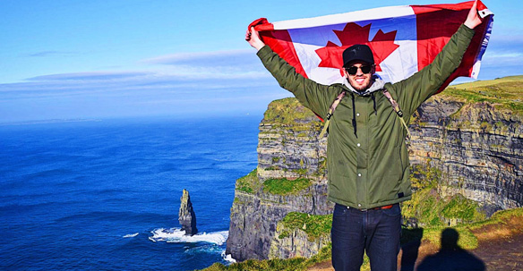Student with canadian flag