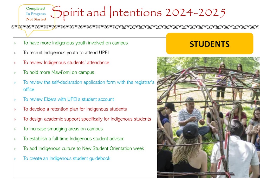 Spirit and Intentions progress for 2024–2025, Students category