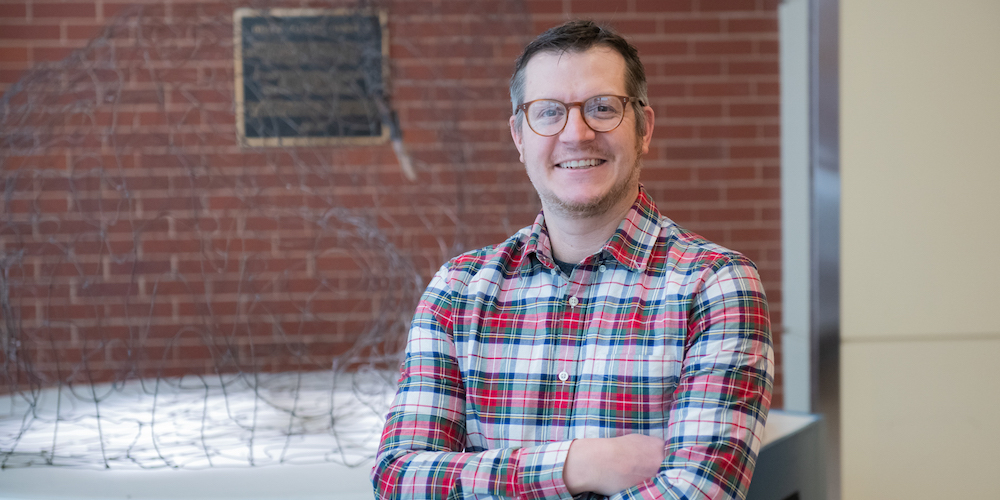 upei professor and researcher patrick murphy in the avc lobby