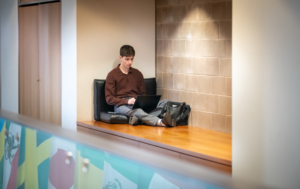 UPEI student Samuel Harding in McDougall Hall