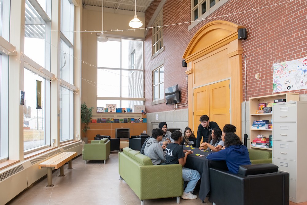 a group of students playing a game