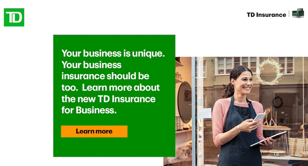 TD business insurance image of shopowner holding payment card