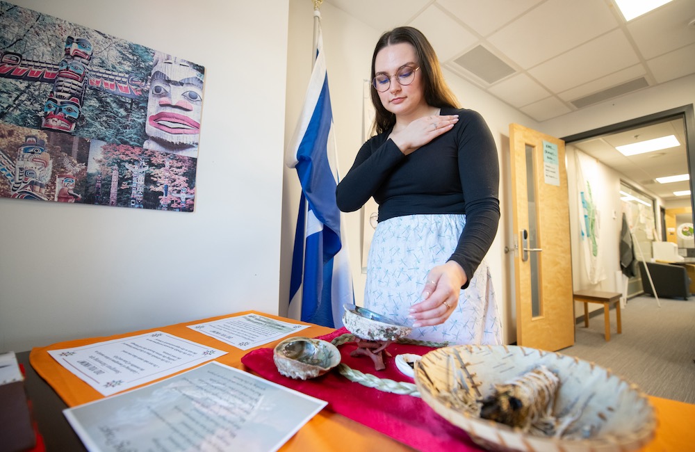 UPEI student Kallie Drummond in the Mawi'omi Indigenous Student Centre