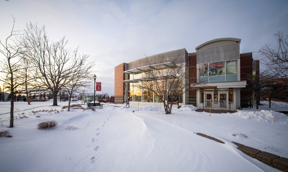 W. A. Murphy Student Centre exterior in winter