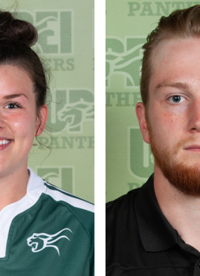 Janel MacKay and Simon Hofley A female athlete and a male athlete
