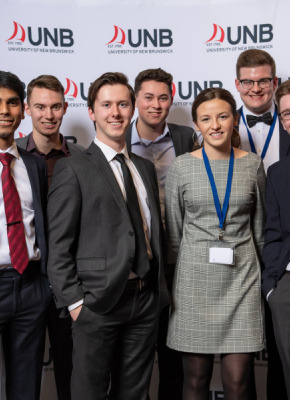 UPEI's junior and senior design teams at The Atlantic Engineering Competition in Fredericton A group of students