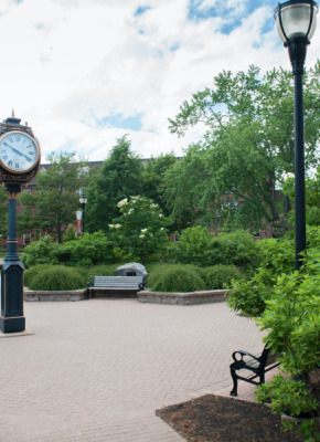 photo of clock in the quadrangle
