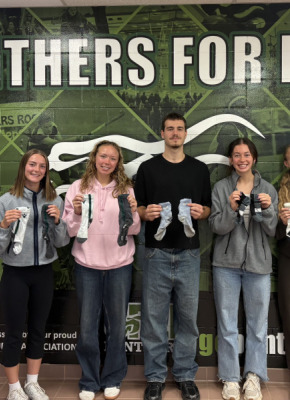 UPEI Panthers from left to right: Kadynce Ashton (women's rugby), Emma Parker (women's soccer), Hugo Bermejo (men's basketball), Lydia Hamill (women's soccer), and Juliette Bader (women's soccer)