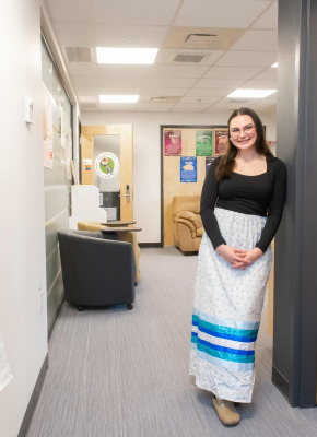 UPEI student Kallie Drummond in the Mawi'omi Indigenous Student Centre