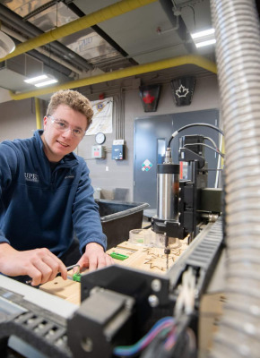 Sustainable Design Engineering student Jimmy Hulton working on a project