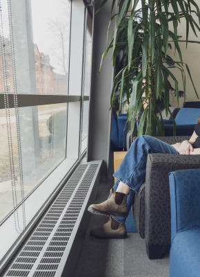 UPEI sociology graduate Andraya Gallant in the AVC Learning Commons