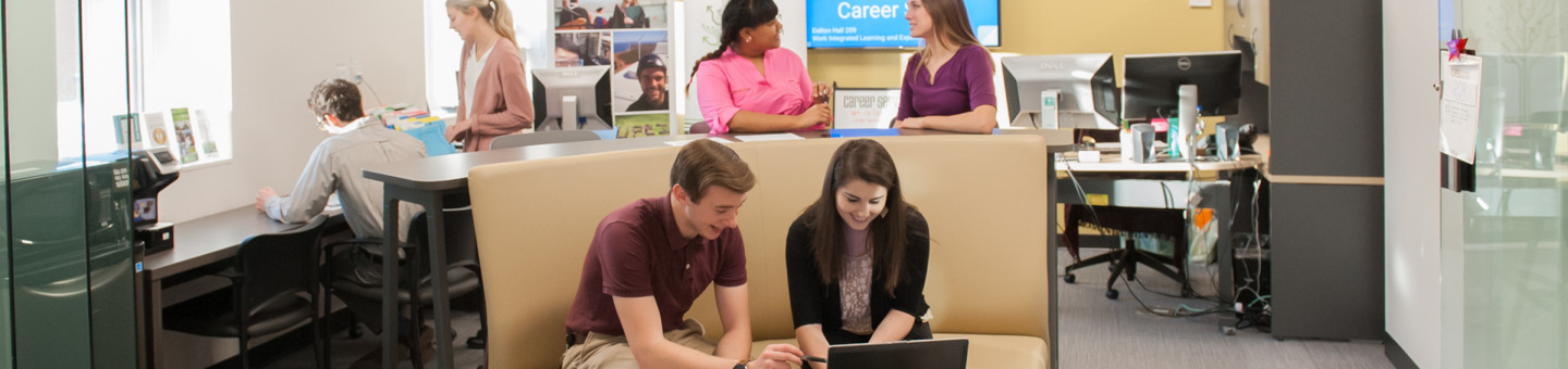 two students at the UPEI career studio