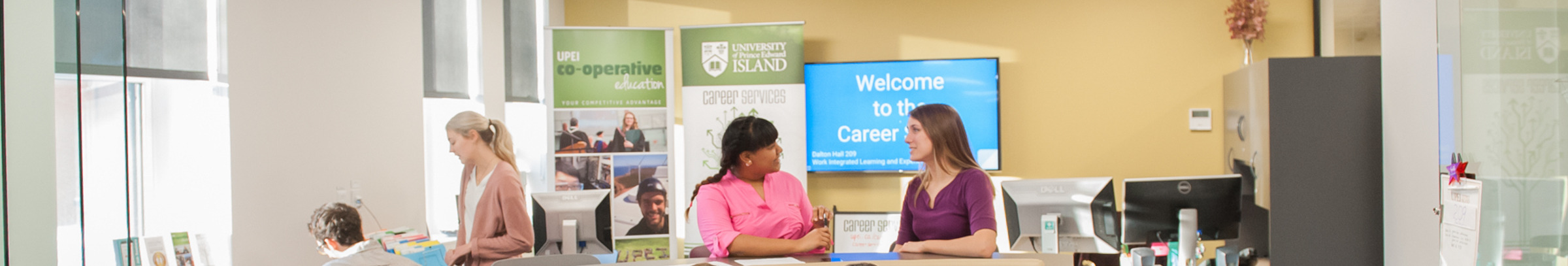 two students at the UPEI career studio