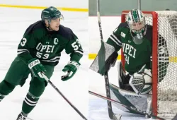 The UPEI Men’s and Women’s Hockey Panthers will be celebrating their senior players, including Kurtis Henry (left) and Sarah Forsythe (right), during their respective games on February 14 and 15.