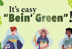 green graphic with text and caricature images