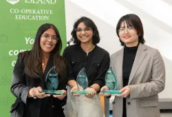 UPEI Co-operative Education students Ruth Cano, Roshna Roby, and Sev Thi.