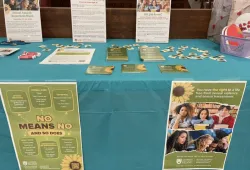 Sexual Assault Awareness Week display at the Robertson Library