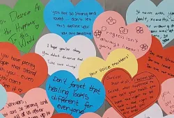 More than 60 heartfelt submissions were received for “Love Letters to Survivors” and assembled into a collage, now displayed at the SVPRO office.