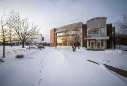 Photo of student centre in winter 