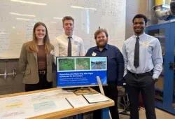 Third-year FSDE student team members Abby Chapman, Jimmy Hulton, Tyson Ashton-Losee, and Kelenna Udo with their project, “Reporting Safe Sight Distances for Driveways”.
