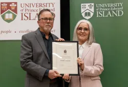 Dr. Don Desserud, Chair/Professor, Political Science, was presented with the University Award for Exemplary Service in the faculty category by Dr. Wendy Rodgers, UPEI President and Vice-Chancellor during the 2026 Celebration of Colleagues on May 21.