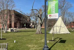 photo of the campus quadrangle during spring