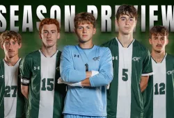 Members of the UPEI Men’s Soccer Panthers (left to right): Kyle St-Jean (27), defender; Will Campbell (15), defender; Javier Zaragoza (1), goalkeeper; Riad Jaha (5), defender; and Isaac Sommerville (12), midfielder.