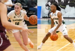UPEI Basketball Panthers Lily Vrugteman and Kyree Thompson