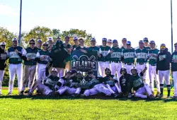 The UPEI Men’s Baseball team celebrate their ACBA championship at Memorial Field in Victoria Park, Charlottetown on October 18.