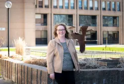 a person standing outside PEI's government offices