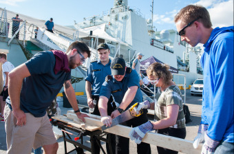 Students working on a engineering competition