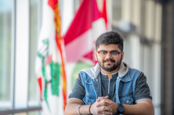 upei engineering graduate darvin patel in the sustainable design engineering building