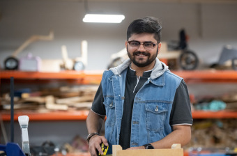 upei engineering graduate darvin patel in the sustainable design engineering building
