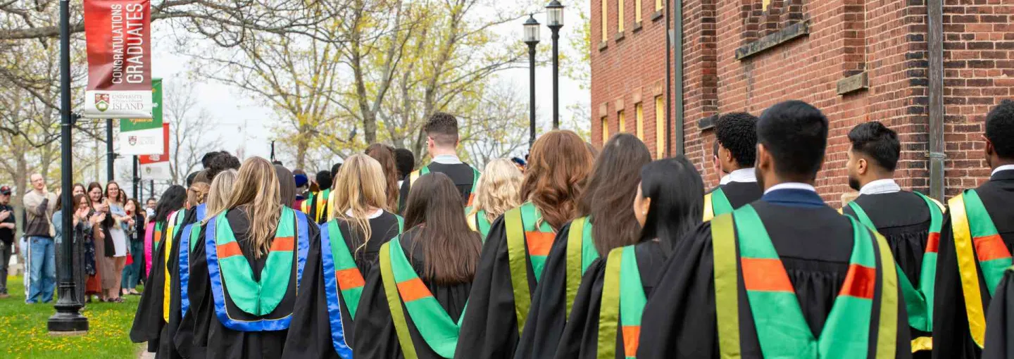 procession of UPEI graduates on Convocation day