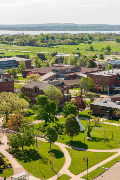 aerial image of UPEI's campus