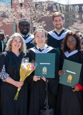 a group of six Master of Arts in Island Studies graduates at UPEI Convocation