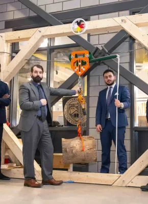 four engineering students and their second-year project