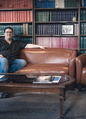 UPEI History student Riley Drake in the History student lounge