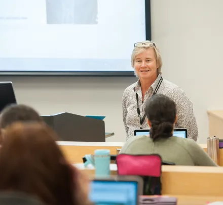 a professor leads a lecture