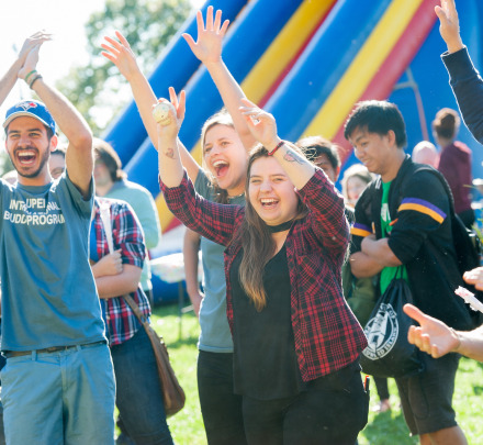students working at UPEI's campus festival