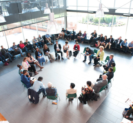 a group meeting in McDougall Hall