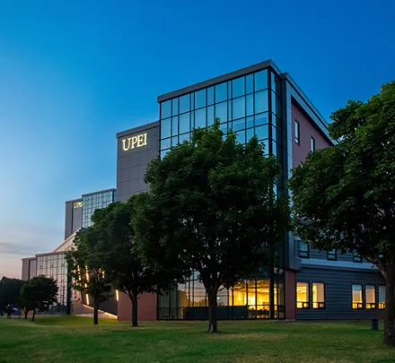 exterior photo of UPEI's Performing Arts Centre and Residence