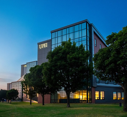 exterior photo of UPEI's Performing Arts Centre and Residence