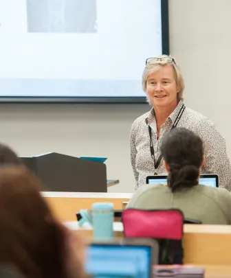 a professor leads a lecture