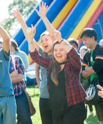 students working at UPEI's campus festival