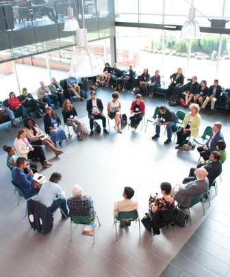a group meeting in McDougall Hall