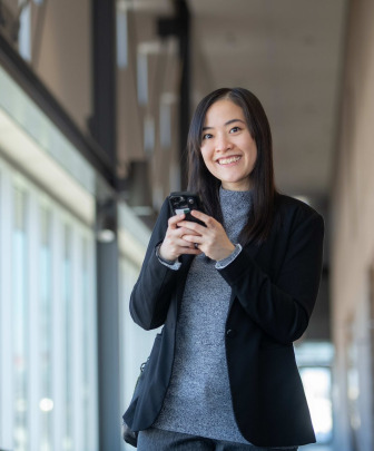 a student using a cell phone 